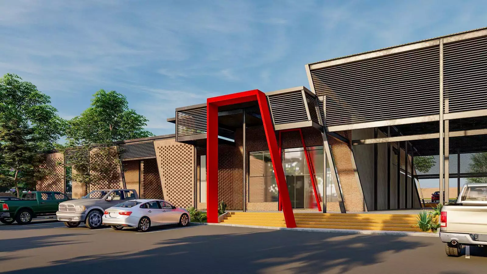 Fancy entrance to coffee shop in Lusaka Zambia by Pantic Architects