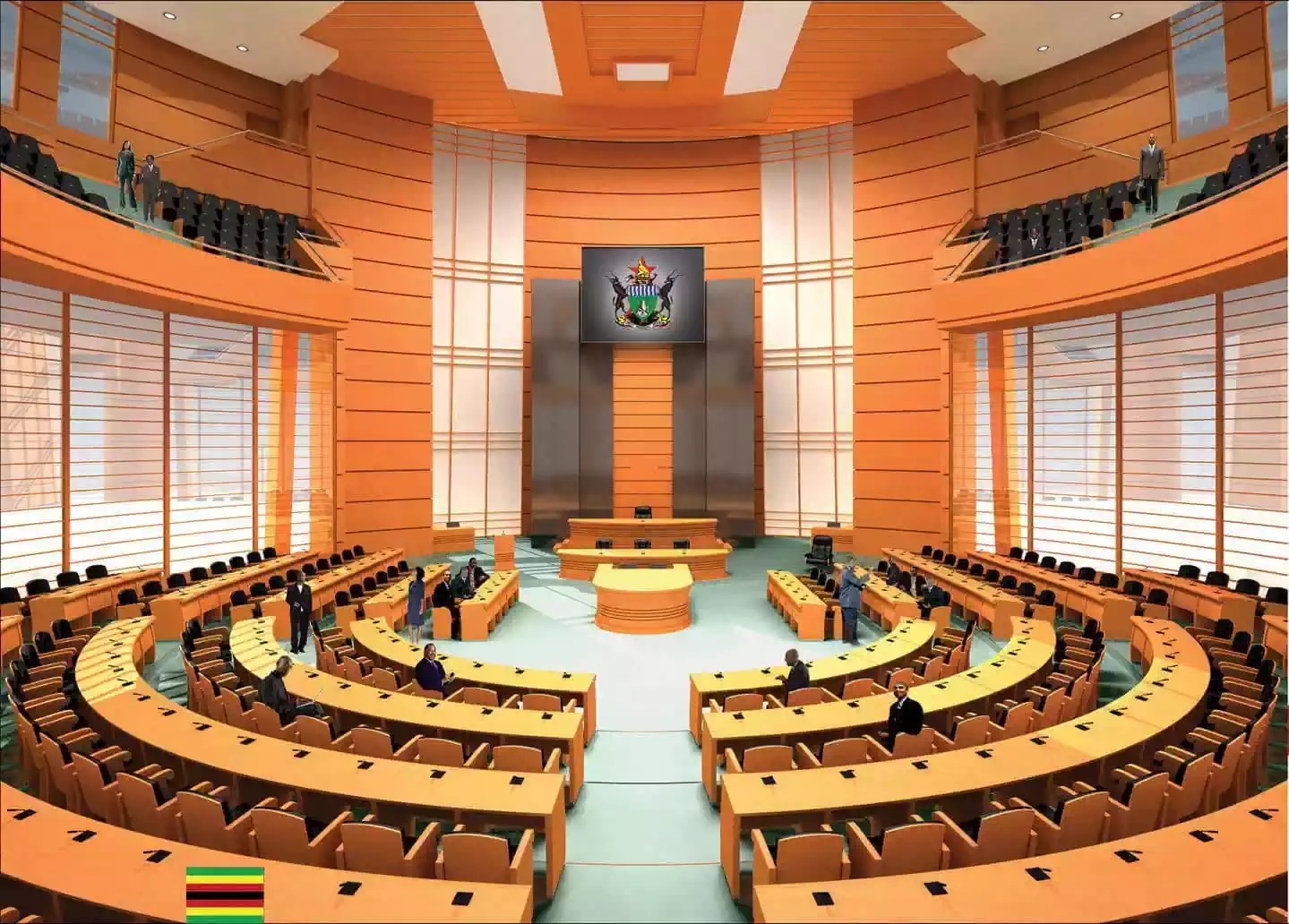 Primary chamber in New Parliament of Zimbabwe, with circular seating arrangement