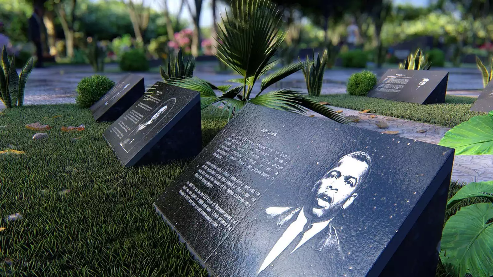 Ceremonial plaques out of black granite in greatest memorial park in Harare