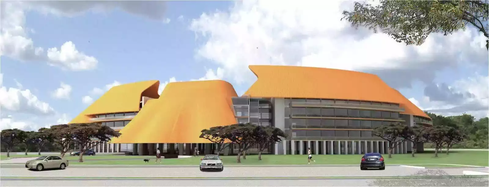 Circular thatched roof of airport hotel project 