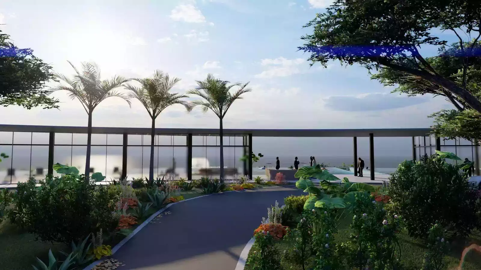 Modern hotel overlooking lake Kariba with infinity pool and private chalets and outdoor showers. Architect design from Zimbabwe