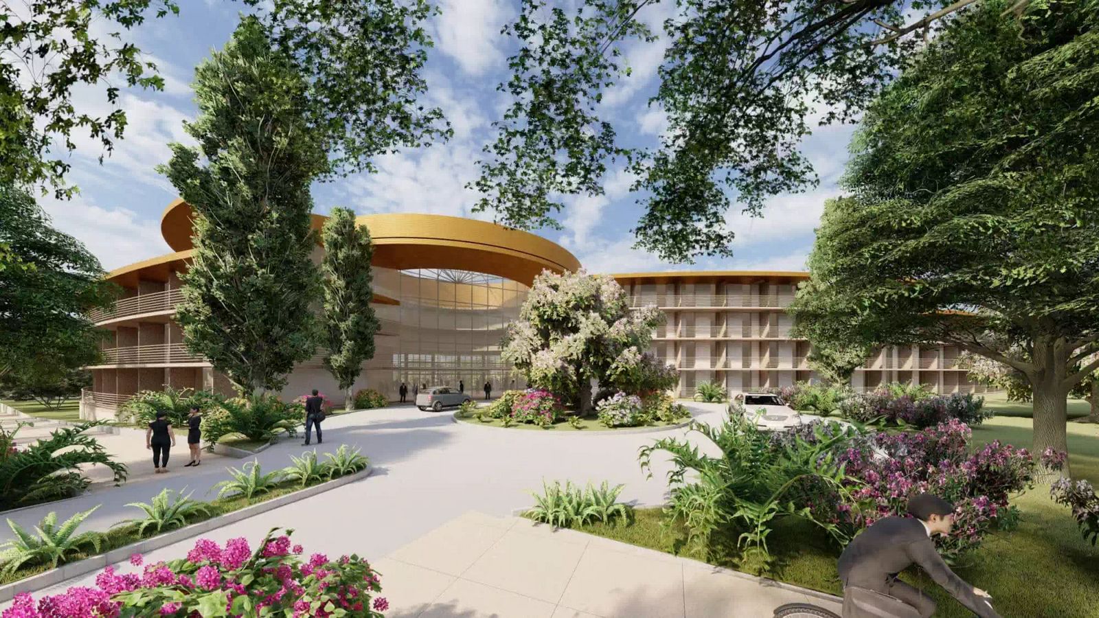 Glamorous circular entrance foyer to luxurious hotel project by local architect