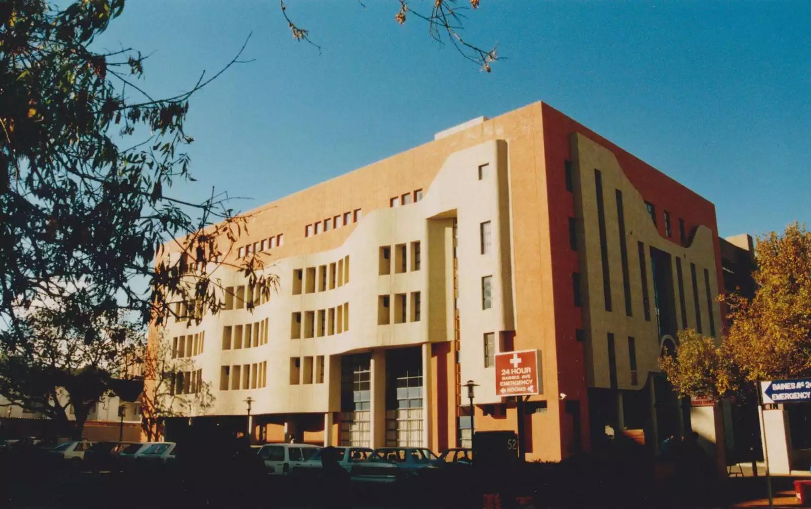 Ondulating facade on modern hospital in Harare centre by local architect
