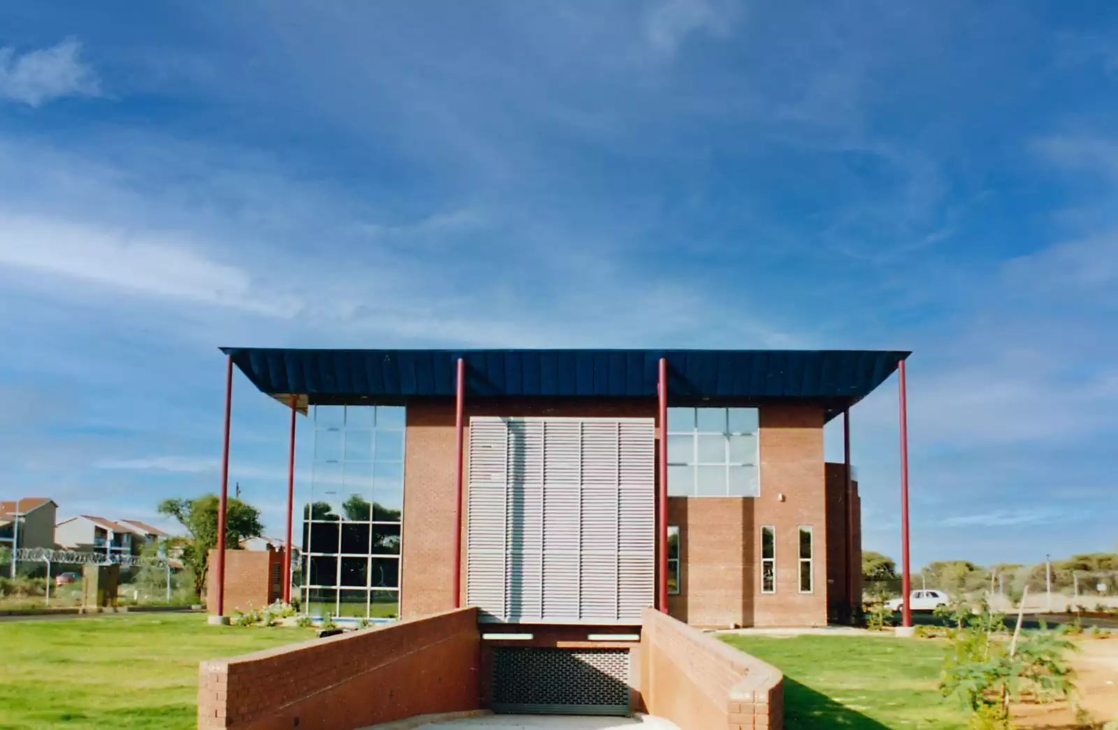 Modern facebrick and glass minimalist office building designed by architect in Gaborone Botswana