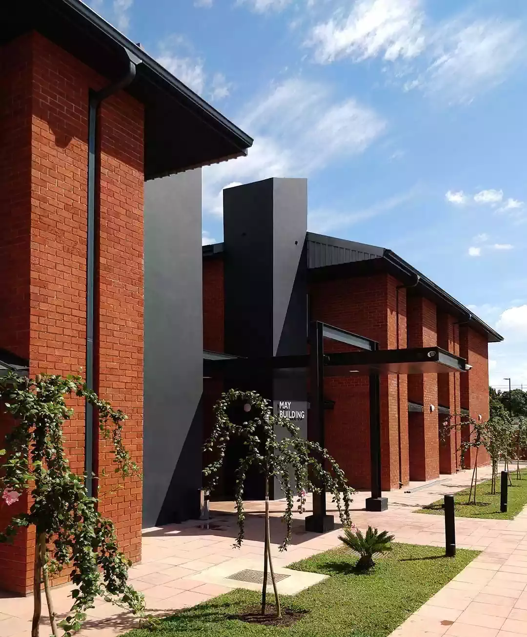 Office designers create simple face-brick office architecture in Lusaka, Zambia