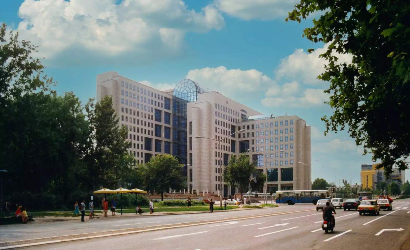 Impressive modernist office headquarter building of Naftagas in Belgrade Serbia designed by Pantic