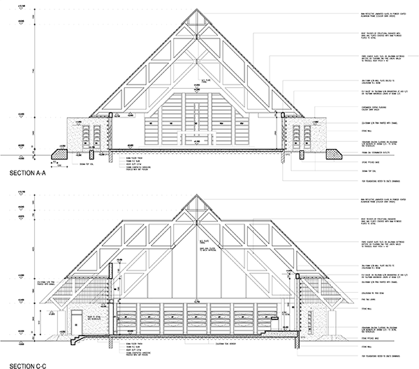 Construction section drawings of chapel project in Zimbabwe