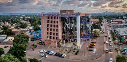 Wavy glass facade on office building in Gaborone