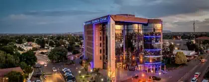 Corporate headquarters glass and brick building of Botswana Savings Bank in Gaborone