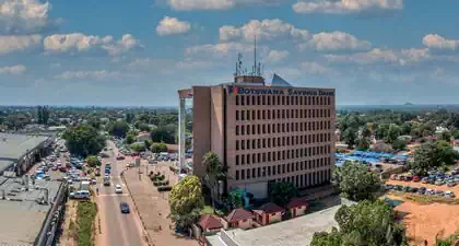 Corporate headquarters glass and brick building of Botswana Savings Bank in Gaborone