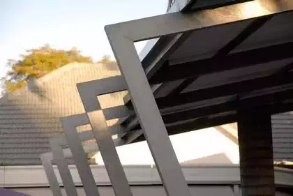 Fun interesting steel column architectural detail for external canopy to office space