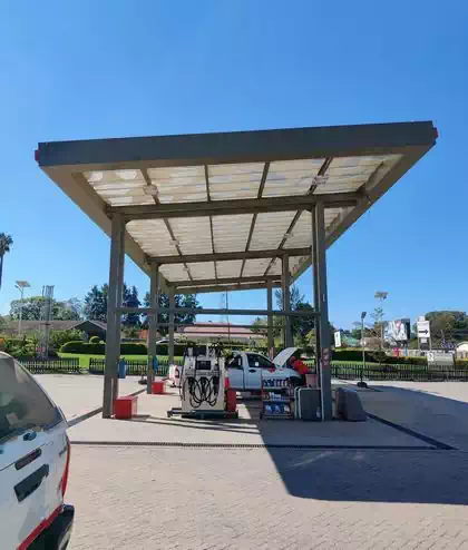Semi-transparent canopy over modern Total petrol filling station in Rusape
