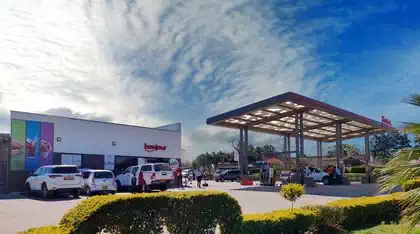 Filling stations, canopy and Bonjour shop in service station. Architecture designed by Harare architect