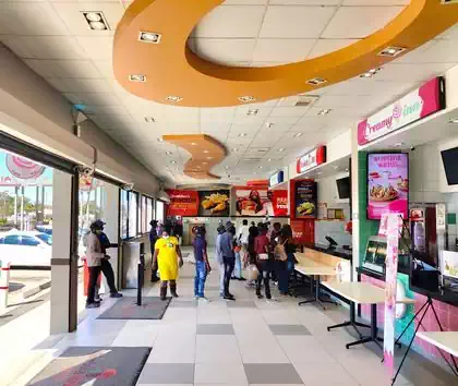 Interior of food courts inside Rusape petrol station 
