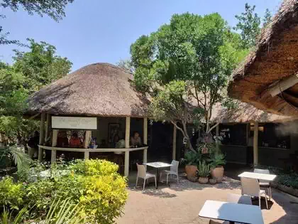 Thatched restaurant in Victoria Falls waterfall heritage site. Restaurant designers Pantic Architects