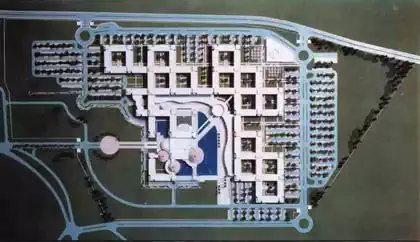 Complex plan of ministers complex buildings lake roads architecturalmodel