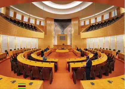 Secondary chamber in New Parliament of Zimbabwe, with circular seating arrangement