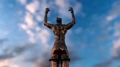 Back of statue to Mohamad Ali in the greatest memorial park in Harare