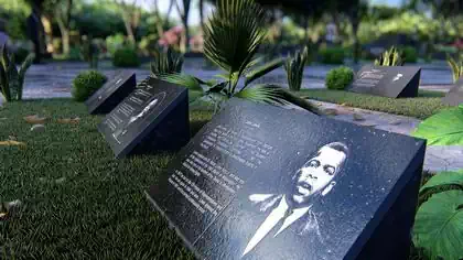 Ceremonial plaques out of black granite in greatest memorial park in Harare