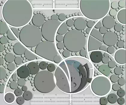 Organic masterplan with many circles of graveyard in Moscow