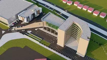 Bird's eye view of SADC headquarters and museum buildings in Gaborone