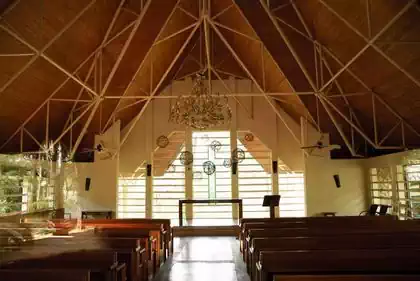 Contemporary chapel amongst trees. Building design by Pantic architects from Zimbabwe