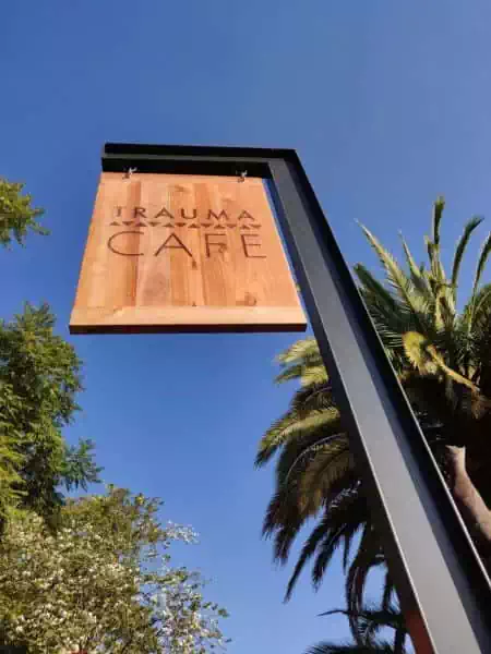 Trauma cafe interior design within existing thatched building. Architectural interior designer engaged from Zimbabwe architects Pantic architects