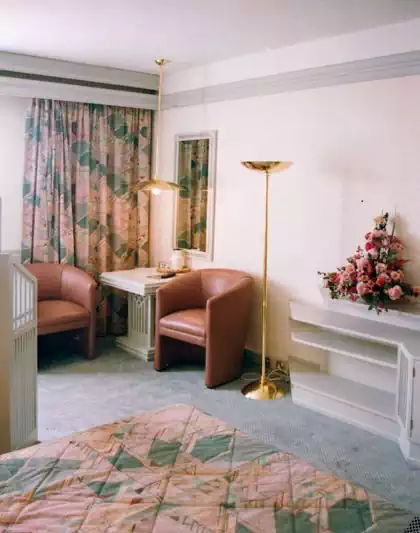 Bespoke african themed furniture and interior design for Sheraton hotel room renovation in wood and batiques