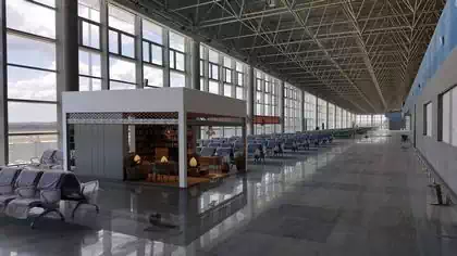 Insertion of retail shop in modern airport hall