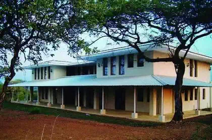 Modern house with large roof protecting veranda from sun and rain. House in nature by architect 