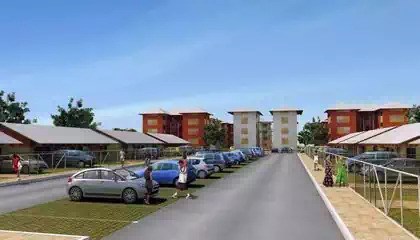 Glaudina residential complex in Harare Zimbabwe showing cars and people in front of apartment buildingslaudina residential complex in Harare Zimbabwe showing cars and people in front of apartment buildings