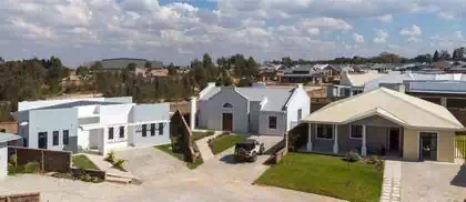 Three different house types, modern, contemporary and capedutch birds eye view