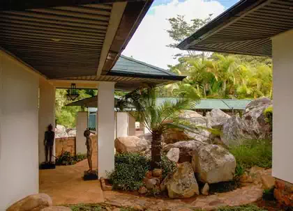 Spectacular view of Mazowe damn from veranda oh luxurious house in treetops