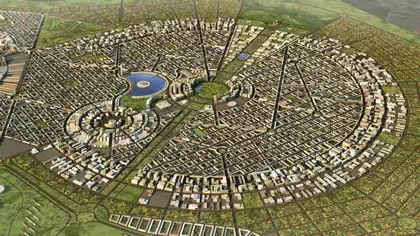 Aerial view new city 3d model central business district plan of Harare New City by Pantic Architects