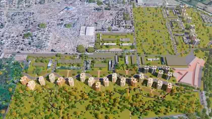 Revitalization of downtown Harare with multistory residential buildings in planned urban development with parks 