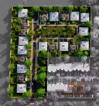 Residential town housing complex in the heart of Victoria Falls divided into four separate clusters with different houses and densities. Town planning by Zimbabwe Pantic Architects